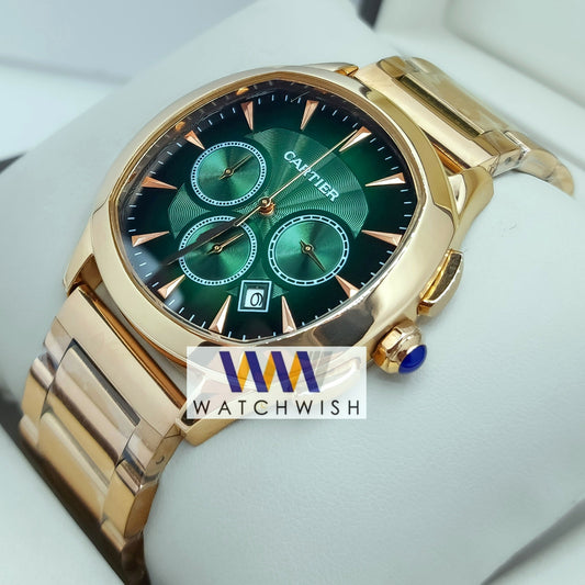 New Collection Rose Gold With Green Dial Watch For Men