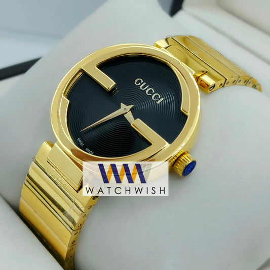 New Collection Yellow Gold With Black Dial Watch For Men