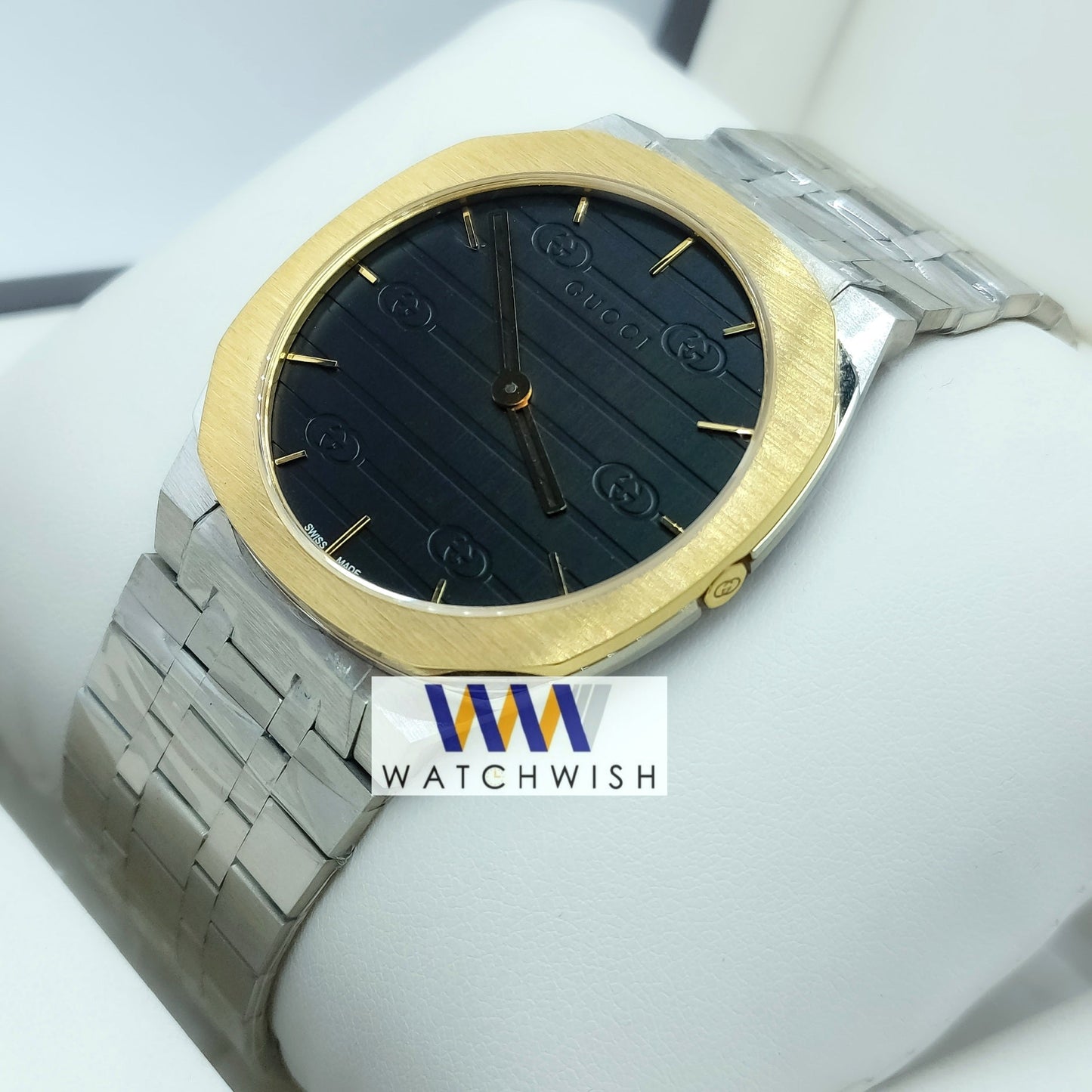 Exclusive Collection Two Tone With Black Dial Ultra Slim Watch For Men