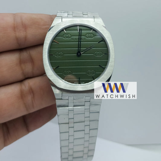 Exclusive Collection Silver With Green Dial Ultra Slim Watch For Men