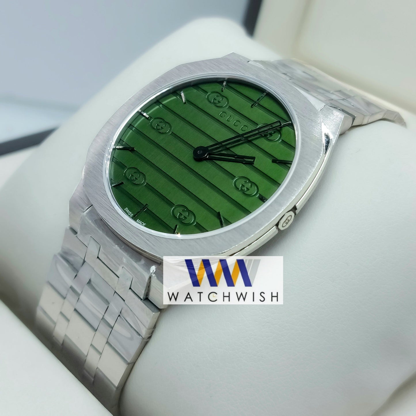 Exclusive Collection Silver With Green Dial Ultra Slim Watch For Men