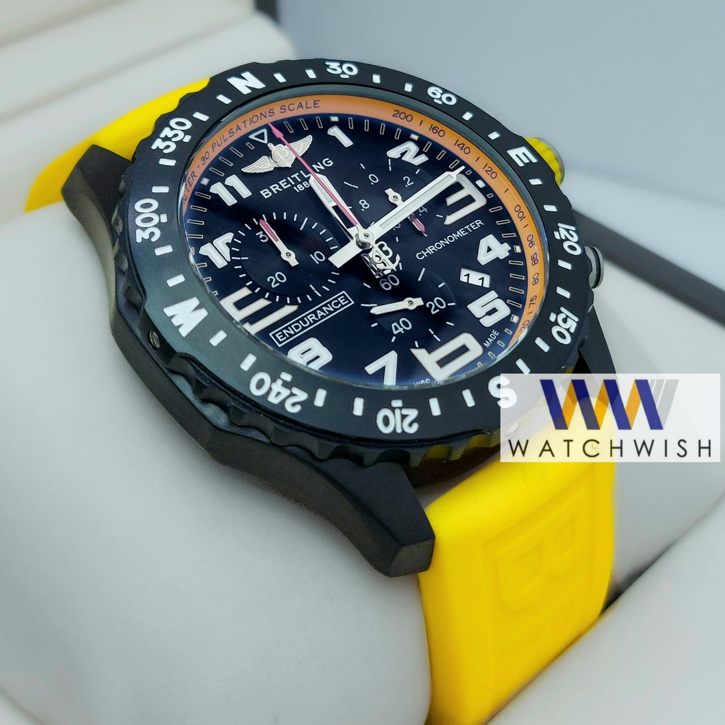 New Collection Black With Black Dial and Yellow Strap Chronograph Watch