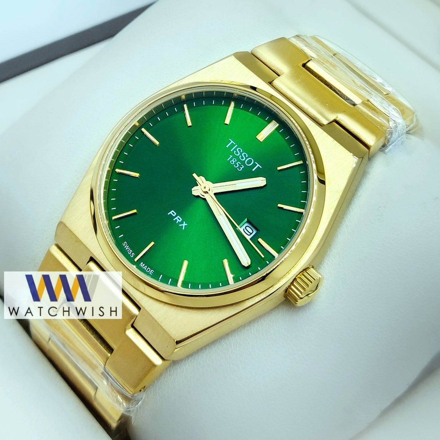 New Collection Yellow Gold With Green Dial Branded Watch For Men