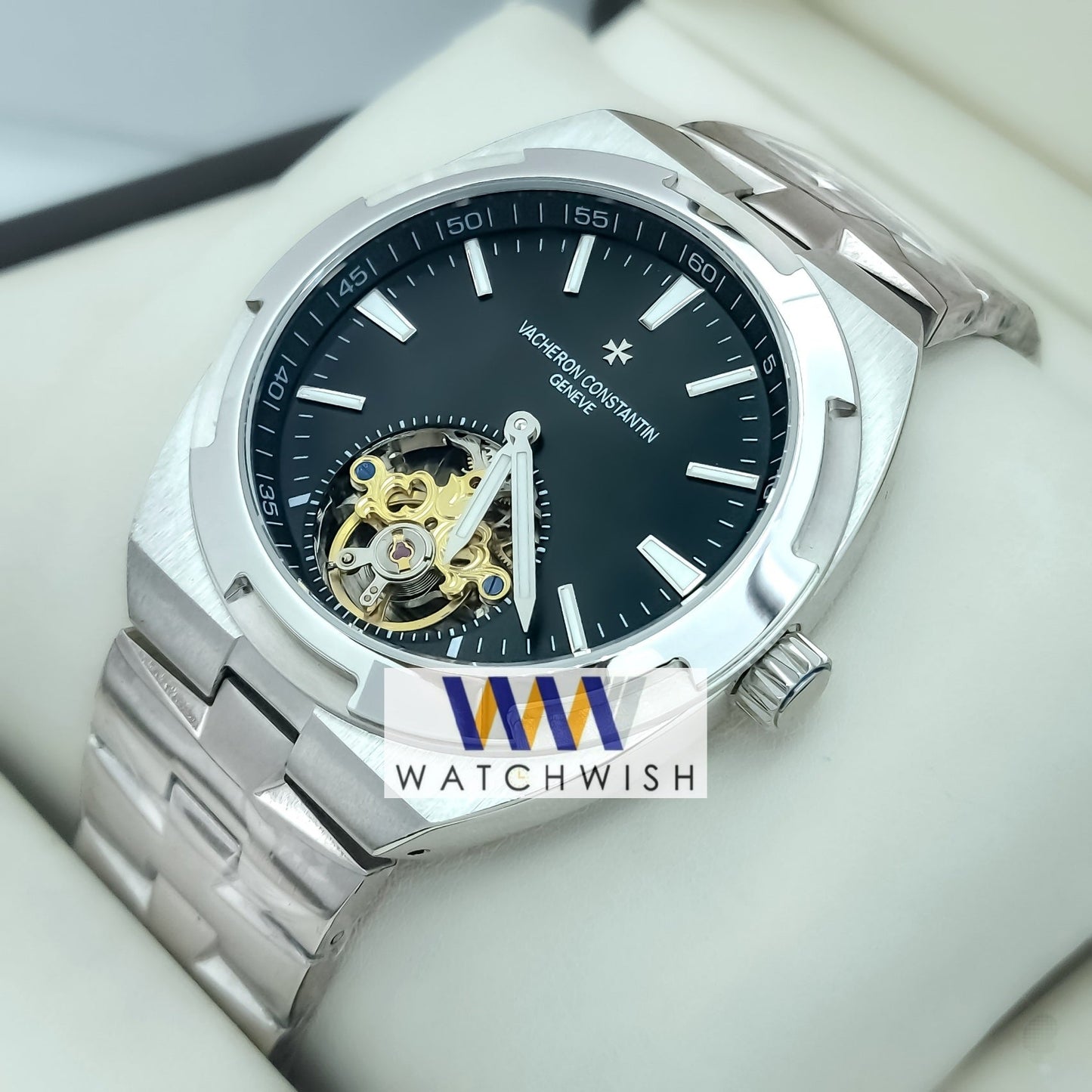 New Collection Silver With Black Dial Automatic Watch