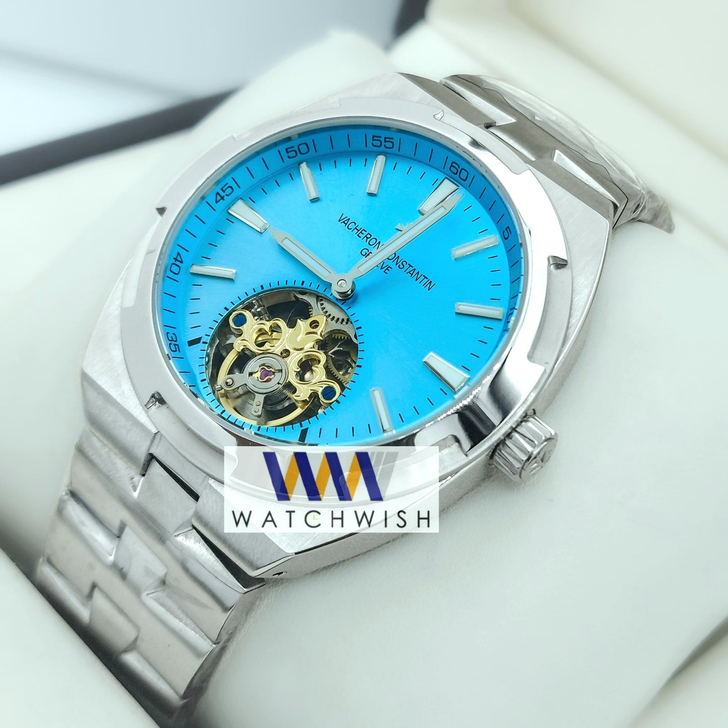 New Collection Silver With Light Blue Dial Automatic Watch