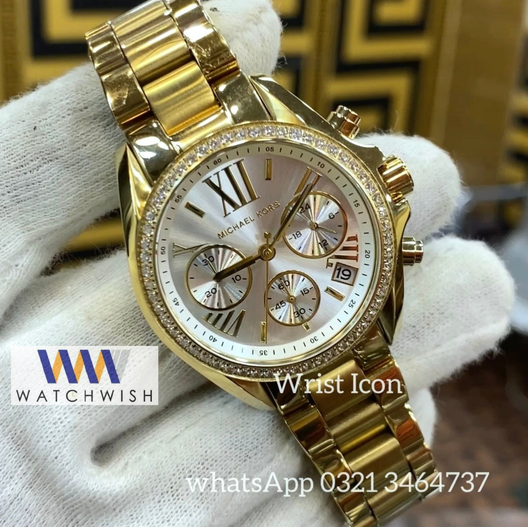 Ladies Collection Rose Gold With Yellow Gold Dial Chronograph Brand Watch
