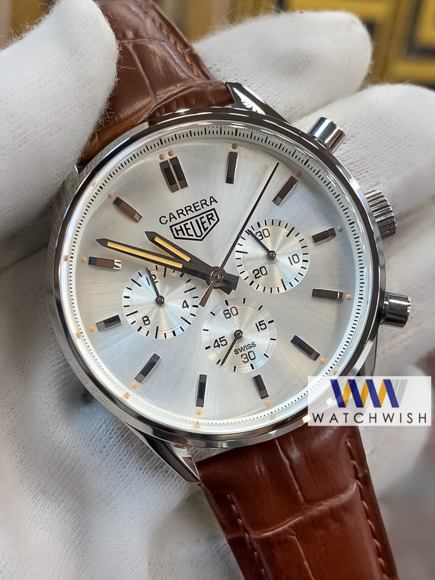 New Collection Silver With White Dial Chronograph Watch