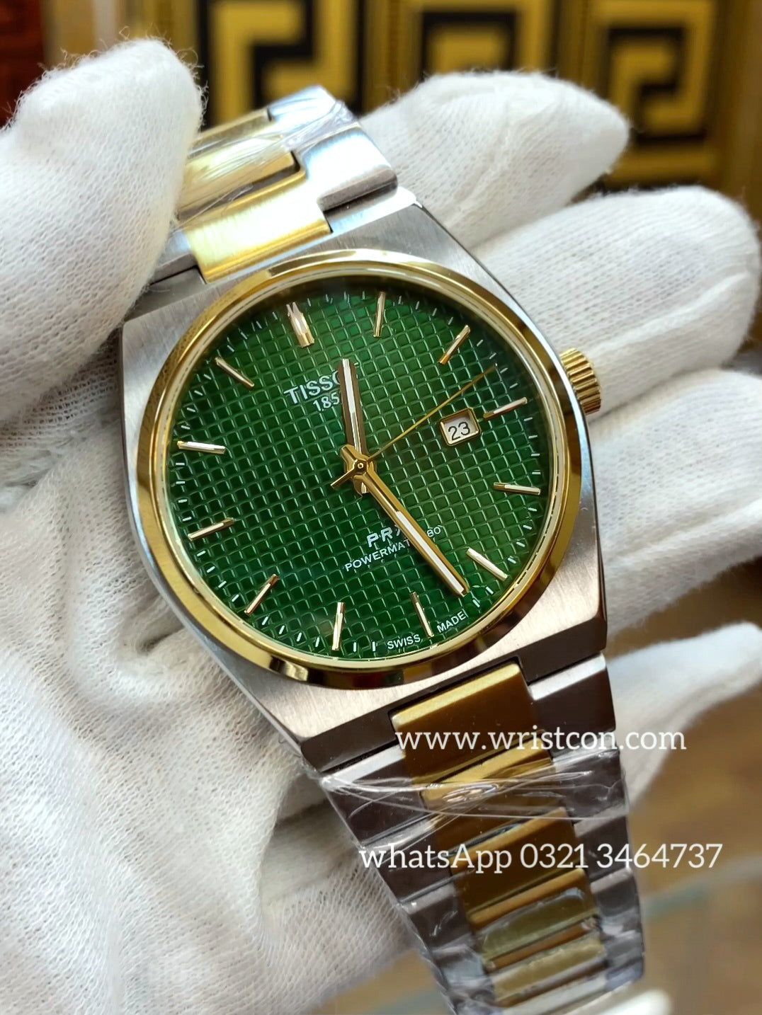 New Collection Two Tone With Green Dial Branded Watch For Men