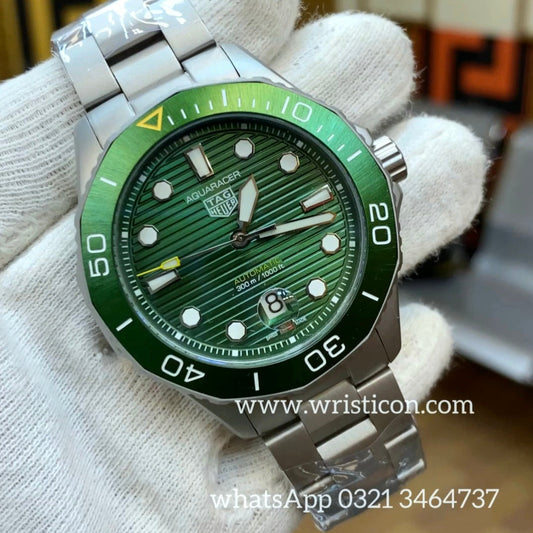 Exclusive Collection Silver With Green Dial Automatic Watch