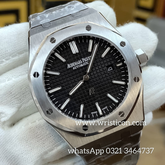 Exclusive Collection Silver With Black Dial Automatic Watch